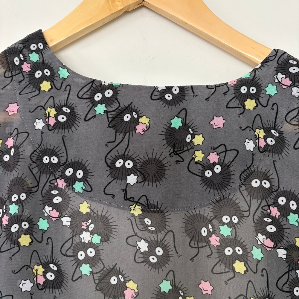 Studio Ghibli Soot Sprite Kimono Sheer Lightweight Black Fringe - Picture 9 of 15